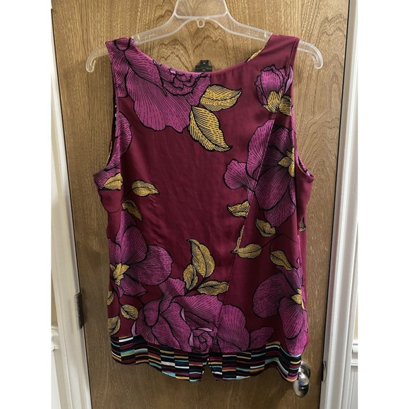 Worthington Women's Pink Floral Block Sleeveless Sheer Tank Blouse Plus Size 1X - Picture 8 of 11